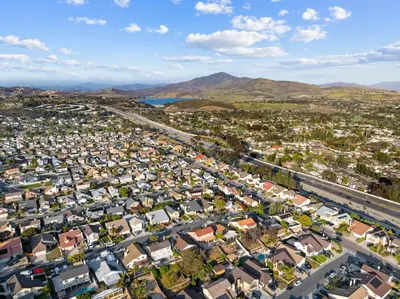 an aerial view of a city with houses at Spacious 4BR Oasis with Pool Table and Spa in San Diego
