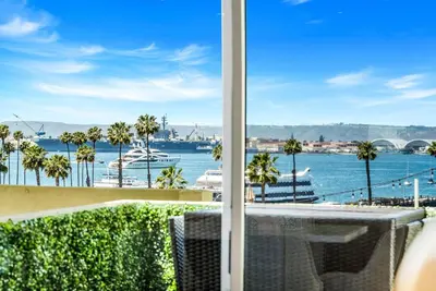 a view of a harbor with boats in the water at Ocean View Loft in Little Italy near Downtown-Gaslamp in San Diego
