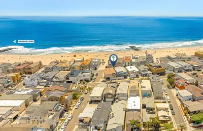 an aerial view of a city with a beach at Remodeled 2Br Oceanfront W Spacious Patio, Stunning Views By Beachview Rentals in Newport Beach