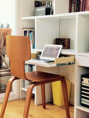 a chair sitting at a desk with a laptop at The Lantern House, Walk to Harbor, Great Outdoors in Dana Point
