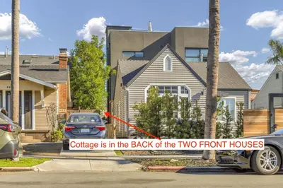 a car is parked in front of a house at North Park 1BR Cottage Prime Location with Parking in San Diego