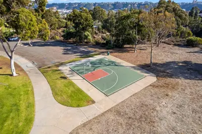 an overhead view of a basketball court in a park at Decked Out Delight Park Charm in San Diego