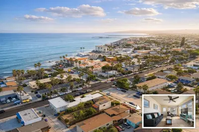 an aerial view of a city and the ocean at Steps to Ocean Sunset Views Beach Access & San Diego Charm in San Diego