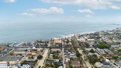 an aerial view of a city and the ocean at Steps to Ocean Sunset Views Beach Access & San Diego Charm in San Diego