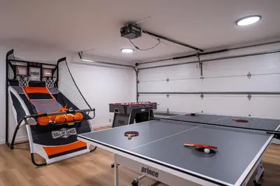 a ping pong room with a ping pong table in it at Mountain Villa in San Diego - Pool & Waterslide, Spa, Pickle Ball, Game room in La Mesa