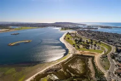 an aerial view of a beach and the ocean at #Marbella Lane - Bayfront Bliss Sunset Views & Pool in San Diego