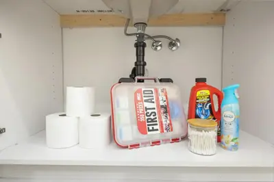 a toaster sitting on a shelf with toilet paper at North Park Modern 2BR King Beds, Workspaces, Parking in San Diego