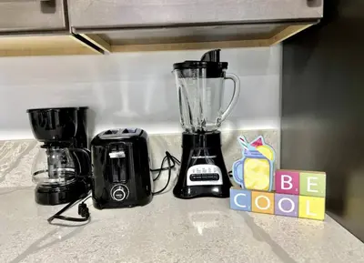 a blender sitting on top of a kitchen counter at Central San Diego 2 BED Condo in San Diego