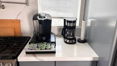 a blender sitting on a counter in a kitchen at San Diego Oasis Fire Pit, Putting Green, Near Everything in San Diego