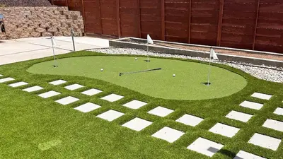 a miniature golf course with golf balls on the grass at San Diego Oasis Fire Pit, Putting Green, Near Everything in San Diego