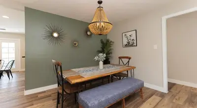 a dining room with a table and chairs at Beach Home in Quiet Neighborhood 5 minutes from the Pier in Oceanside