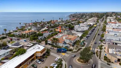 an aerial view of a city with the ocean at Bird Rock, La Jolla Whitewater with AC in La Jolla