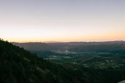 a view from the top of a mountain at sunset at Cozy Bell Tent in Palomar Mountains in Pauma Valley