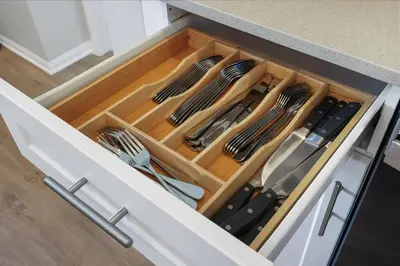 a drawer in a kitchen with utensils at Luxury Living in N Park, 2BR, King Beds, Parking in San Diego