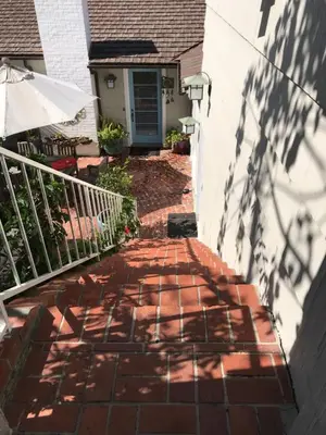 a brick walkway leading up to a house at Seaview craftsman with Amazing views in San Diego