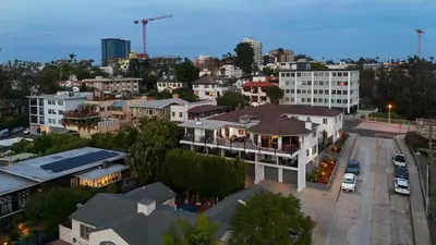 an overhead view of a city with buildings at Bridgeview Retreat Near Balboa Park in San Diego