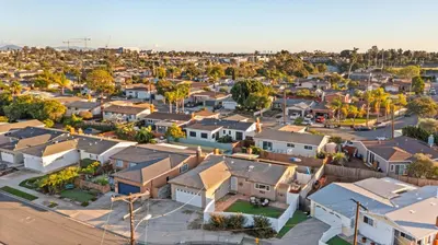 an aerial view of a small town with houses at Casa Malta Spa and Pool in San Diego