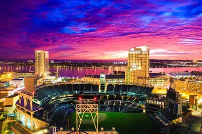 a view of a baseball stadium at night at Little Italy Apt in San Diego