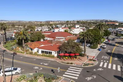 an overhead view of a city street with a house at Walk to the beach and Ole Hanson Casino Wedding Venues in San Clemente