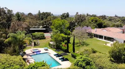 an aerial view of a house with a swimming pool at 2 Bedroom Lux Casita with Resort Amenities in Encinitas