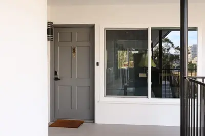 a front door of a house with a window at Cozy Studio Near Balboa Park in San Diego