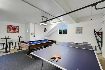 a ping pong room with a ping pong table at La Jolla Oasis - Spa, Sauna, Beach, Shops, UCSD in San Diego