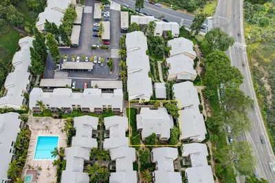 an aerial view of houses on a street at La Jolla Lifestyle in San Diego
