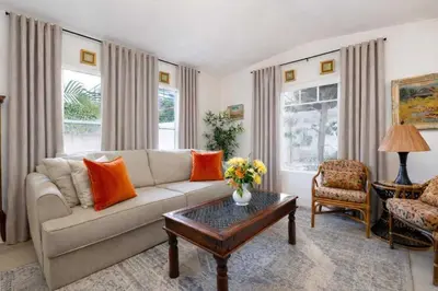 a living room with a couch and a coffee table at Central Location Cozy Home Villa in San Diego