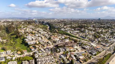 an aerial view of a city with buildings at Central Location Cozy Home Villa in San Diego