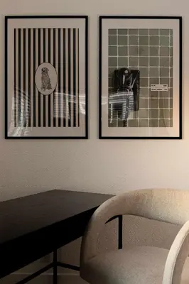 three pictures on a wall with a table and a chair at Walk to Balboa and Zoo Central Renovated Villa in San Diego