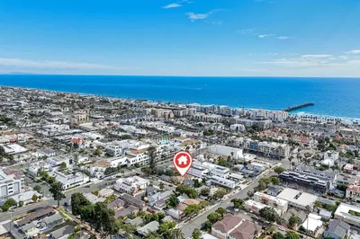 an aerial view of a city with a stop sign at Monarch Cove - Unit B For 2ppl in Oceanside