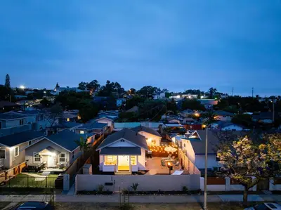 a view of a house in a suburb at night at Casa del Sol by Coastline Vacation Rentals in San Diego