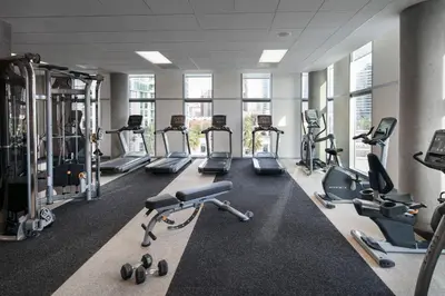 a gym with several treadmills and cardio machines at SpringHill Suites by Marriott San Diego Downtown/Bayfront in San Diego