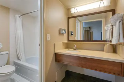 a bathroom with a sink and a toilet and a mirror at Best Western Seven Seas in San Diego