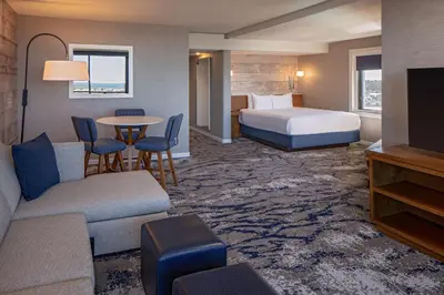 a hotel room with a bed and a table at Hyatt Regency Mission Bay Spa and Marina in San Diego