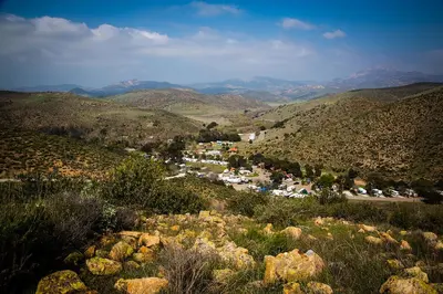 a small town in the middle of a mountain at Pio Pico Camping Resort Cottage 4 in Jamul