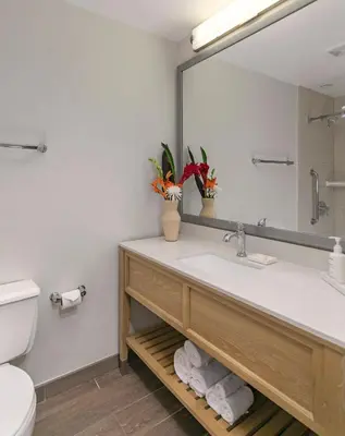 a bathroom with a sink and a mirror at The Wayfarer San Diego in San Diego