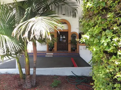 a palm tree in front of a building at Americas Best Value Inn Loma Lodge in San Diego