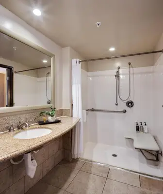 a bathroom with a tub and a sink and a shower at Ayres Hotel & Spa Mission Viejo - Lake Forest in Mission Viejo