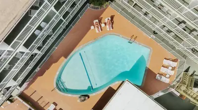 an overhead view of a swimming pool on a cruise ship at Surfer Beach Hotel in San Diego