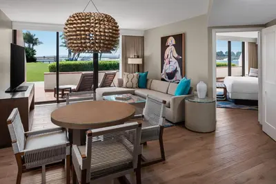 a living room with a couch and a table at San Diego Mission Bay Resort in San Diego