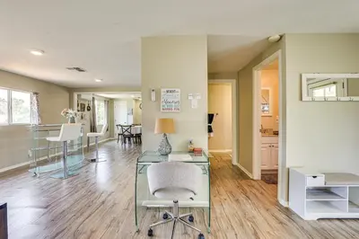 a room with a glass desk and a chair at Escondido Vineyard Estate Walk to Wineries! in Escondido