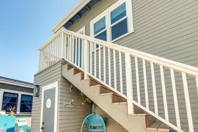 a house with a wooden staircase on it at San Diego Guest House Apartment with Patio and Hot Tub in San Diego