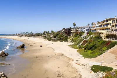 a view of a beach with houses and condos at 201 Amethyst Avenue in Newport Beach
