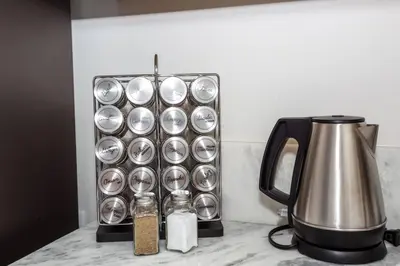 a coffee pot and a tea kettle on a counter at 2 Bedroom, 2 Bathroom Detached Apt Max 7 Sleepers in San Diego