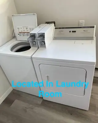a white washer and dryer in a laundry room at 2 Bedroom, 2 Bathroom Detached Apt Max 7 Sleepers in San Diego