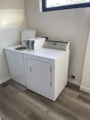 a white washer and dryer in a room at Studio with Beautiful View next to Downtown in San Diego