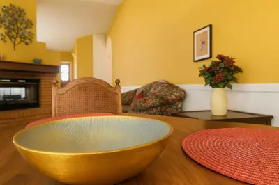 a bowl on a table in a living room at Meadow Harvest Suite with TV and private bathroom in Hemet