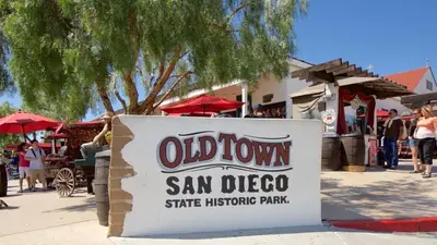 a sign for an old town san diego state historic park at Studio Free Parking Walk to Convention in San Diego