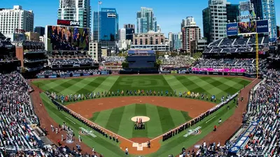 an aerial view of a baseball game in a stadium at Top Floor Walk to Conv Center Free Parking in San Diego